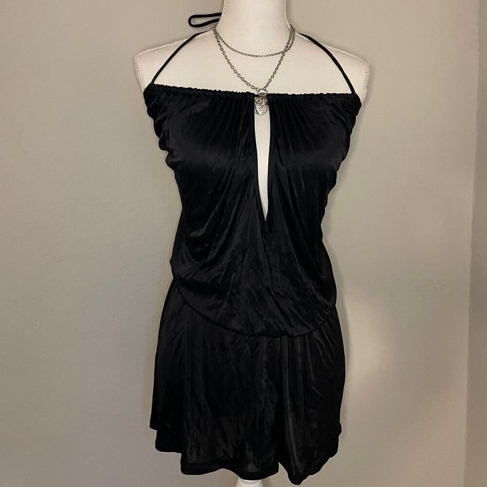 Cia martima black satin halter multiwear dress